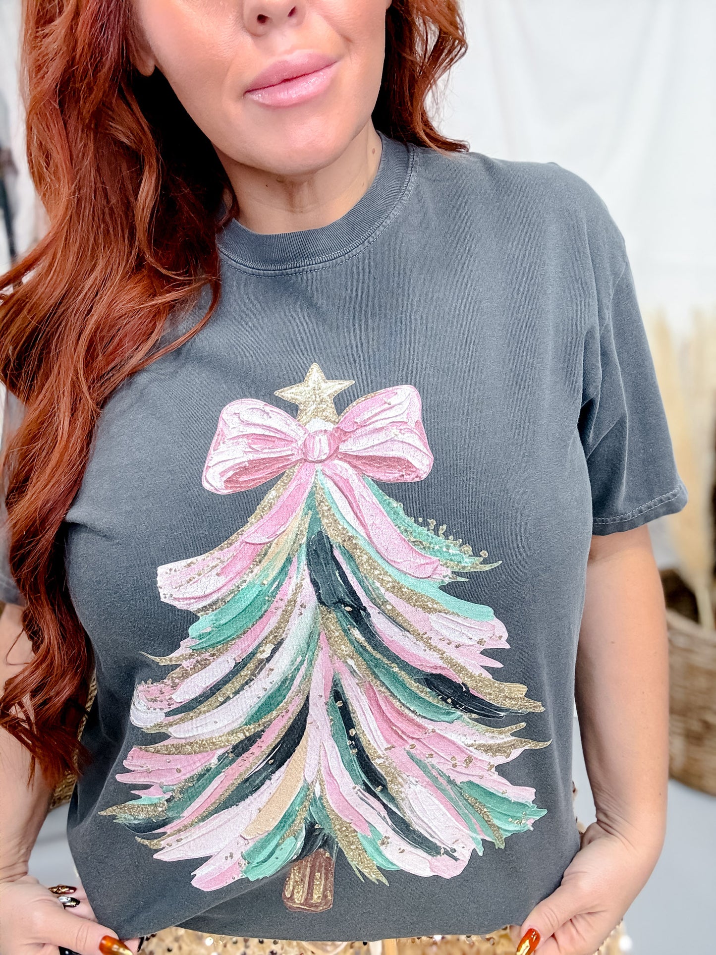 Coquette Christmas Tree Graphic Tee