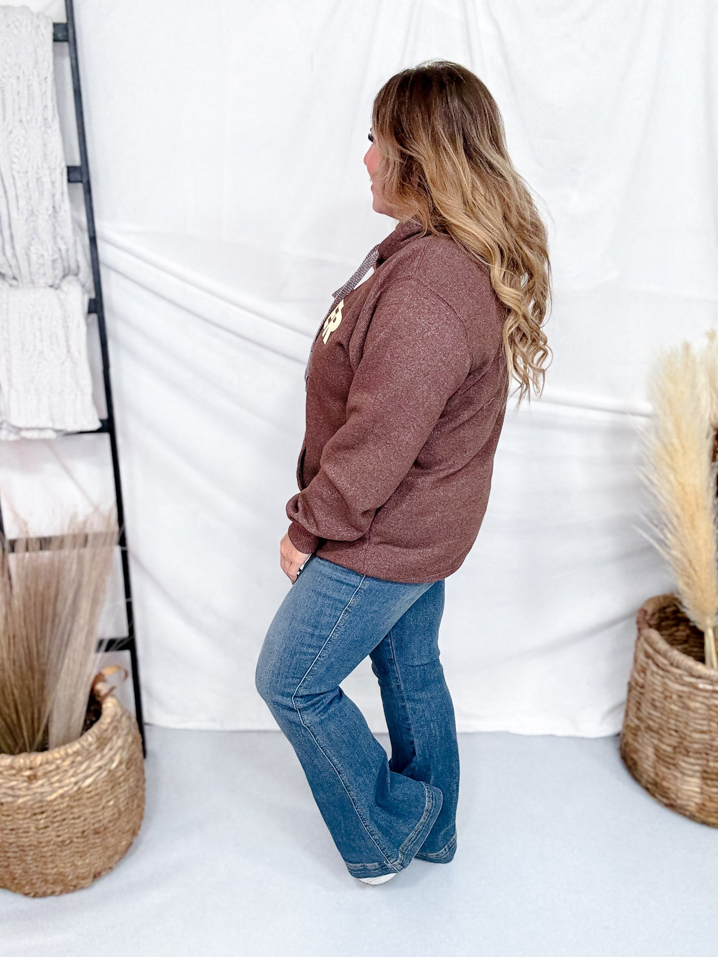 Rather Be In Bed Brown Knit Hoodie
