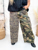 Mixed Print Leopard and Camo Cargo Pants