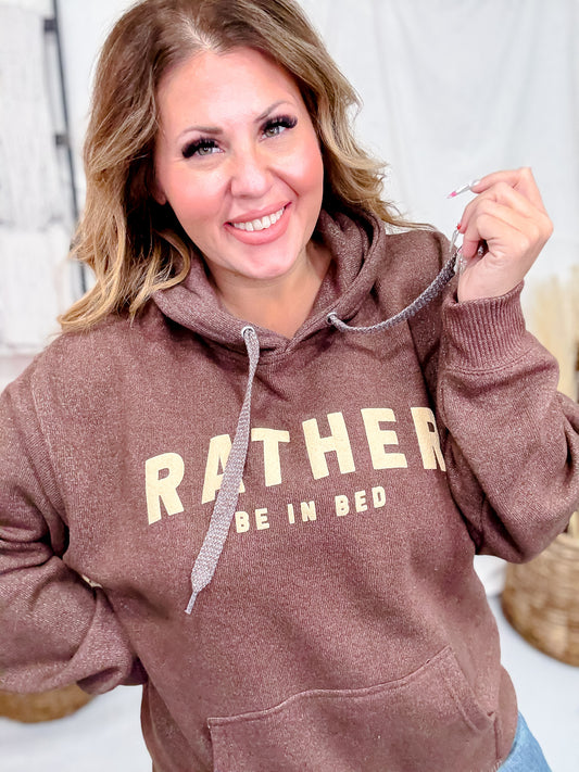 Rather Be In Bed Brown Knit Hoodie