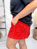 Red Sequin Velvet Hour Skort