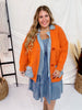 Chunky Sweater Cardigan Coat with Denim Collar and Pockets