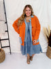 Chunky Sweater Cardigan Coat with Denim Collar and Pockets