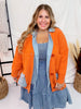 Chunky Sweater Cardigan Coat with Denim Collar and Pockets