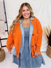 Chunky Sweater Cardigan Coat with Denim Collar and Pockets