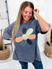 Ash Navy Mineral Washed Smiley Flower Patch Shirt