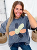 Ash Navy Mineral Washed Smiley Flower Patch Shirt