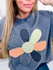 Ash Navy Mineral Washed Smiley Flower Patch Shirt