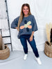Ash Navy Mineral Washed Smiley Flower Patch Shirt