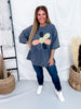 Ash Navy Mineral Washed Smiley Flower Patch Shirt