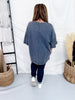 Ash Navy Mineral Washed Smiley Flower Patch Shirt