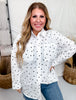 Black & White Button Front Top With Hearts & Polka Dots