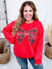 Red Sweatshirt With Plaid Christmas Bow