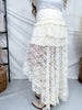 Cream Lace High-Low Ruffle Tiered Maxi Skort