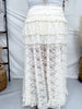 Cream Lace High-Low Ruffle Tiered Maxi Skort
