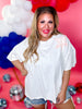 White & Coral Mineral Washed Star Patch Short Sleeve Top