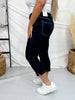 RFM Dark Wash High Waist Capris With Slit Hems