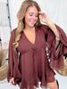 Dark Brown Ruffled V-Neck Mini Dress