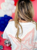 White & Coral Mineral Washed Star Patch Short Sleeve Top
