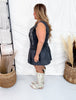 Black Denim Corset Midi Top With Western Stitching