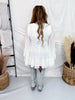 Cream Ruffled V-Neck Mini Dress