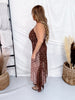 Floral & Plaid Spaghetti Strap Midi Dress