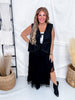 Black Suede Tie Front Vest With Studs