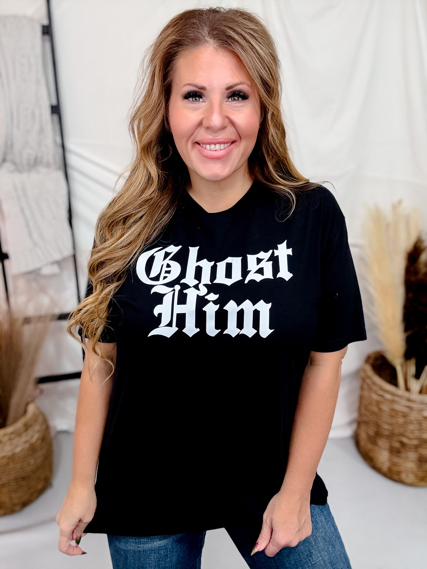 Ghost Him Black Short Sleeve Graphic Tee
