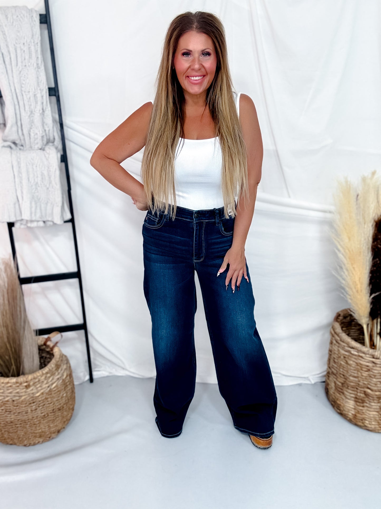 Judy Blue High Waist Retro Wide Leg Jeans In Twilight Blue