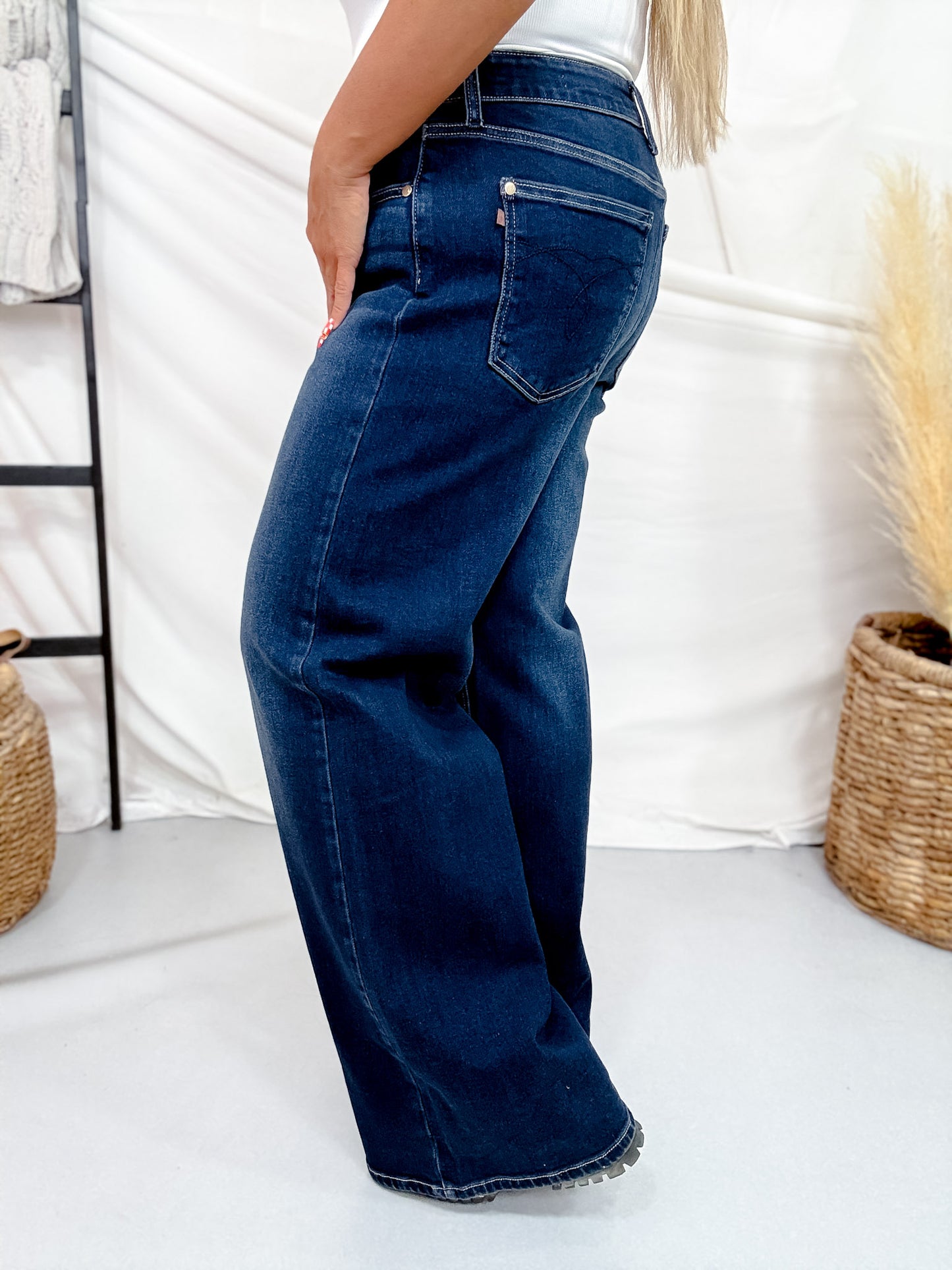 Judy Blue High Waist Retro Wide Leg Jeans In Twilight Blue