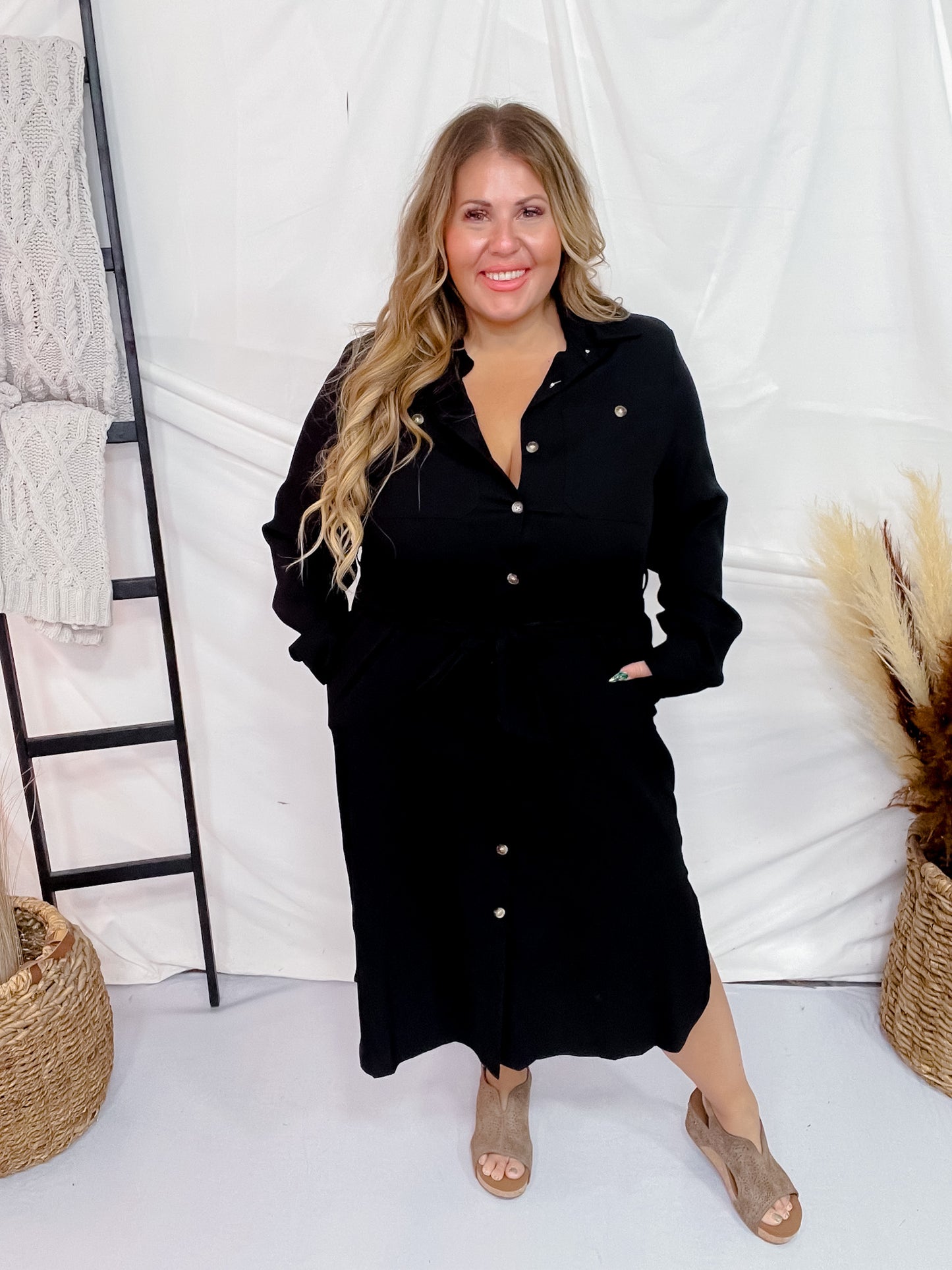 Black Belted Long Dress