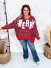 Merry Letter Patches Plaid Long Sleeve Sweatshirt