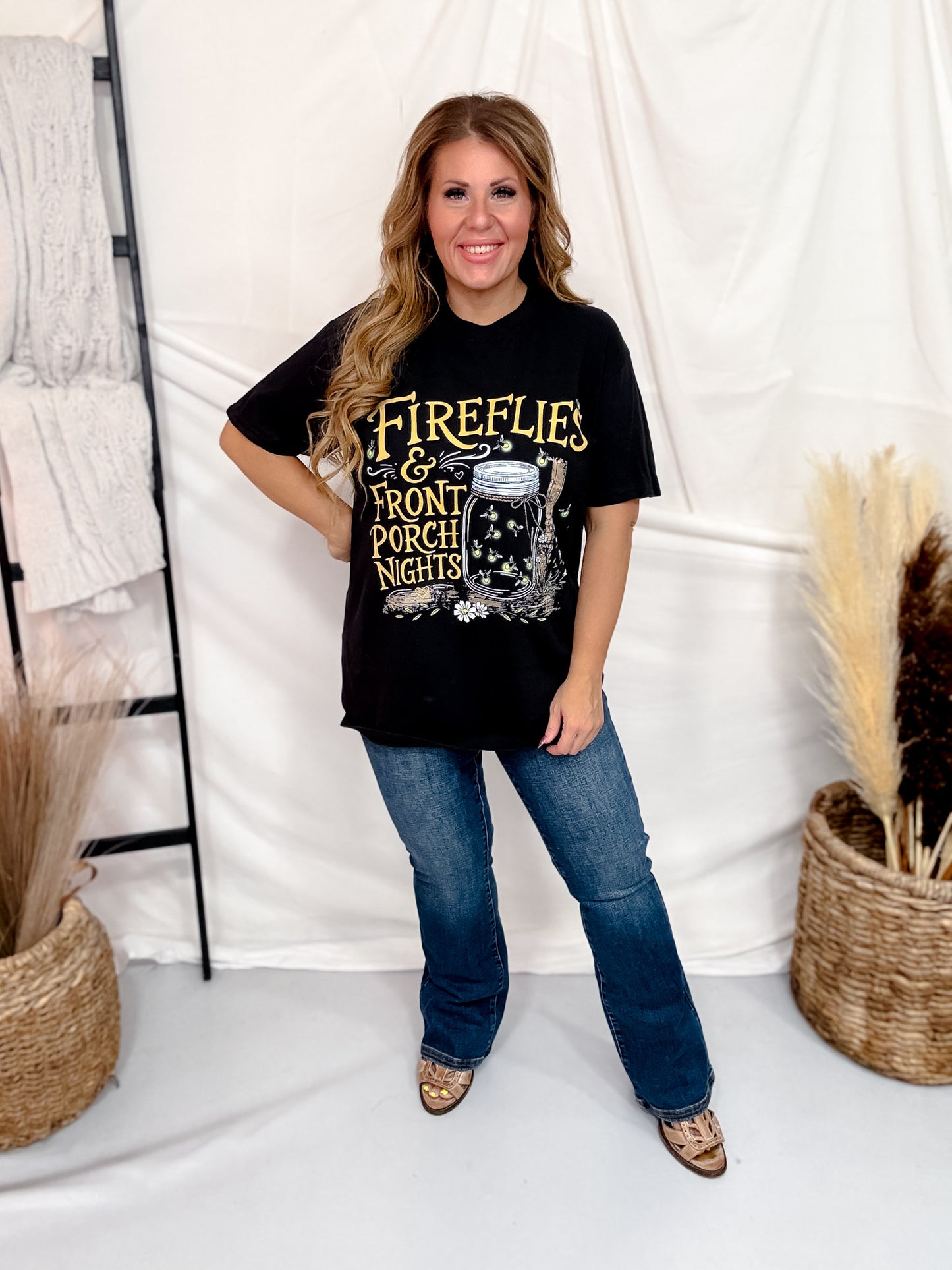 Fireflies & Front Porch Nights Black Graphic Tee
