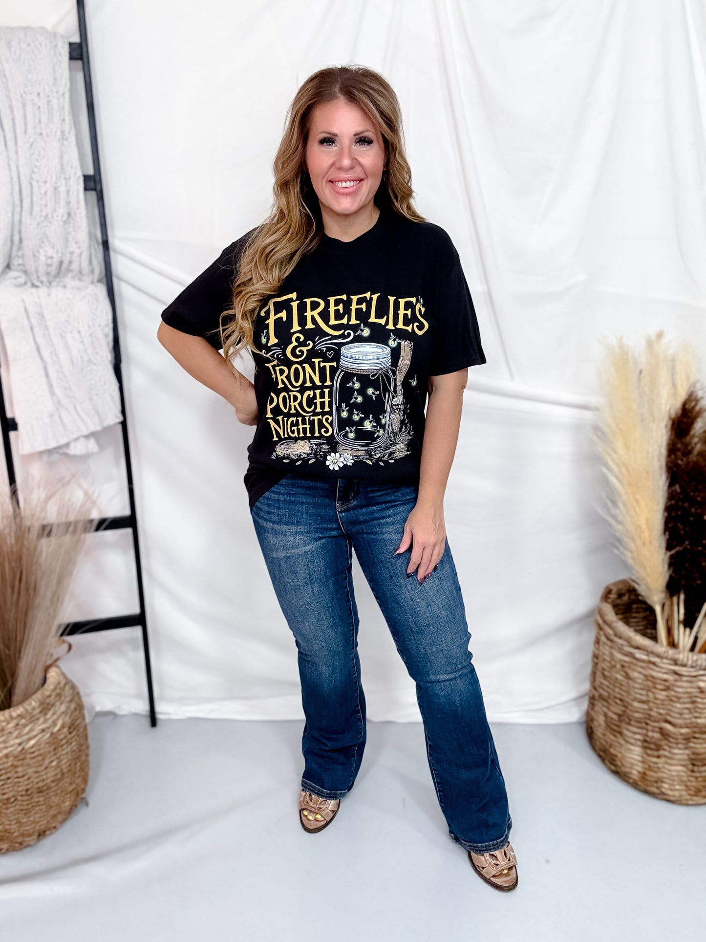 Fireflies & Front Porch Nights Black Graphic Tee