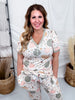 Daisy Pumpkin Loungewear Set With Short Sleeve Top & Joggers