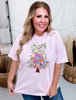 Pink Watercolor Christmas Tree Graphic T-Shirt