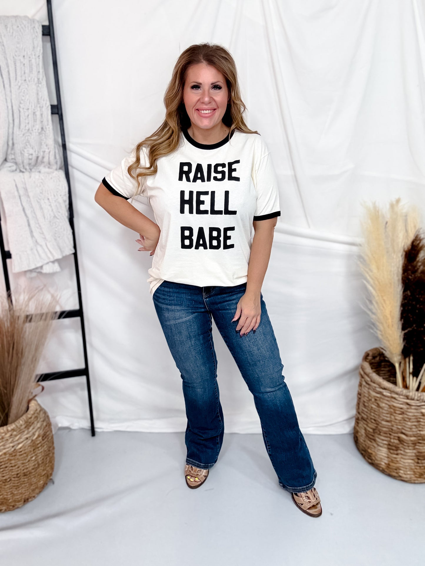 Raise Hell Babe Graphic Ringer Tee