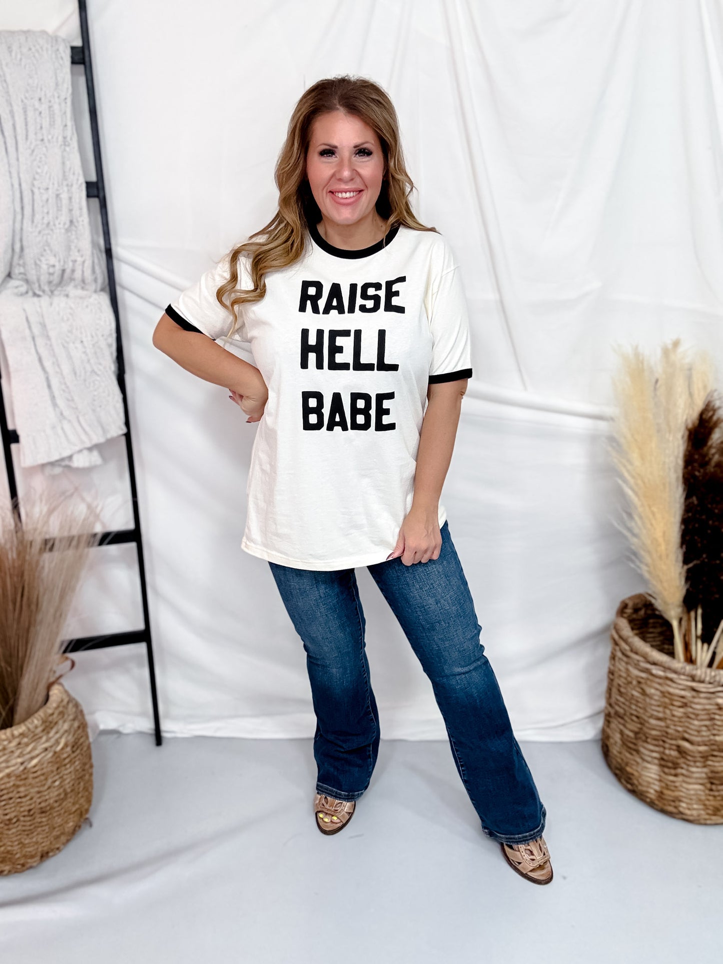 Raise Hell Babe Graphic Ringer Tee
