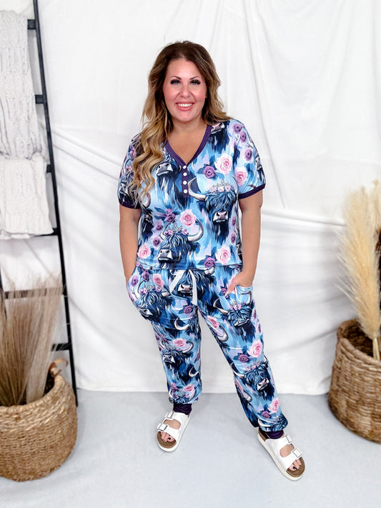 Vibrant Western Cow Loungewear Set