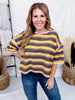 Mustard & Brown Striped Short Sleeve Top