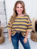 Mustard & Brown Striped Short Sleeve Top
