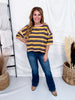 Mustard & Brown Striped Short Sleeve Top