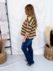Mustard & Brown Striped Short Sleeve Top