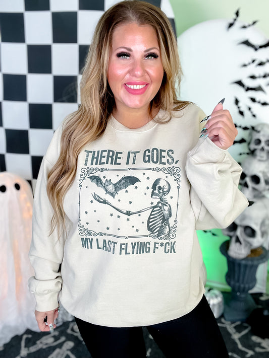 There It Goes My Last Flying Fuck Graphic Skeleton Sweatshirt
