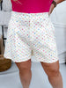 Colorful Heart Print High Waist A-Line Shorts