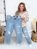 Judy Blue Mid Rise Distressed 90's Straight Leg Jeans