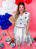 Tiered Mesh Skirt in Denim