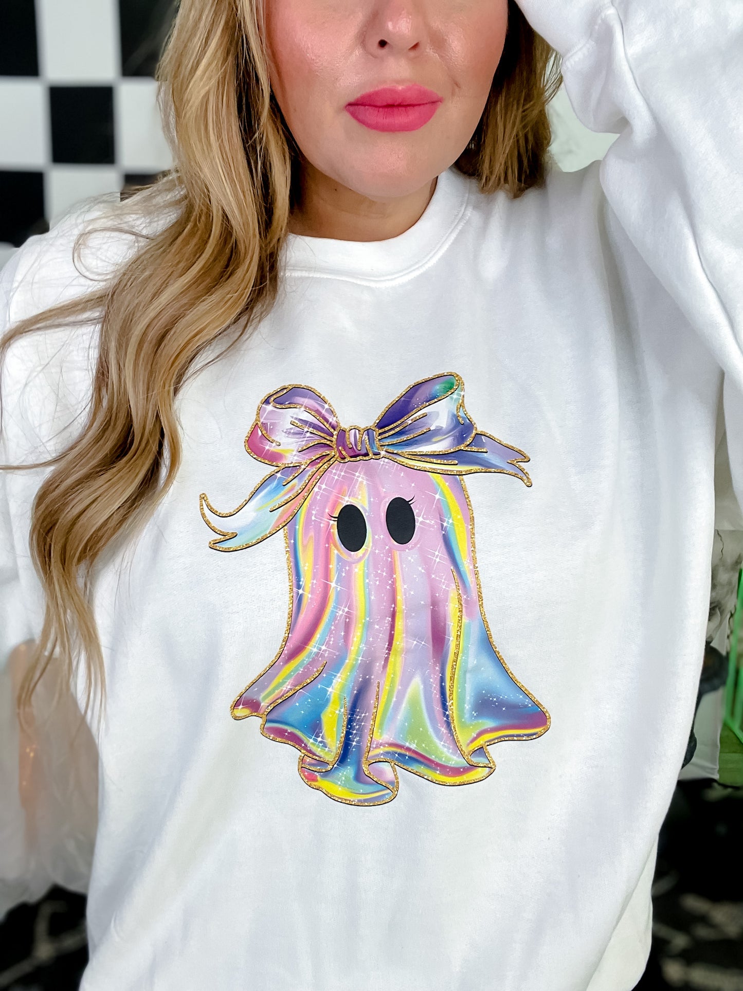 Pretty Girly Ghost White Crew Neck Sweatshirt