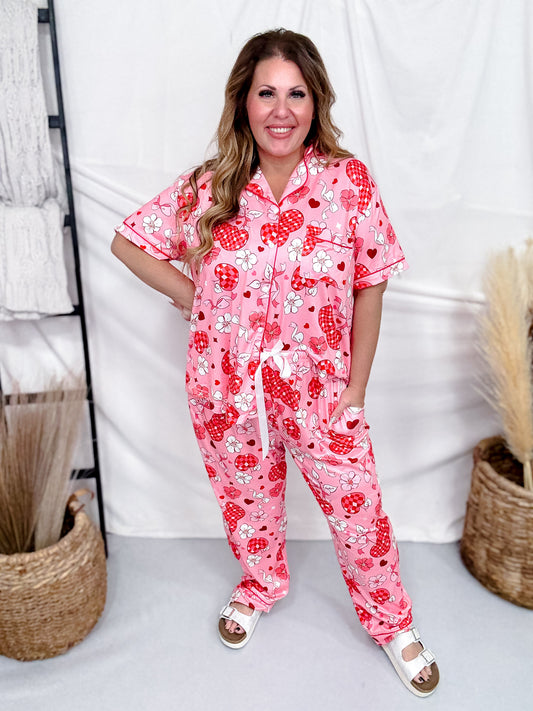 Checkered Cherries, Bows, & Flower Loungewear Set