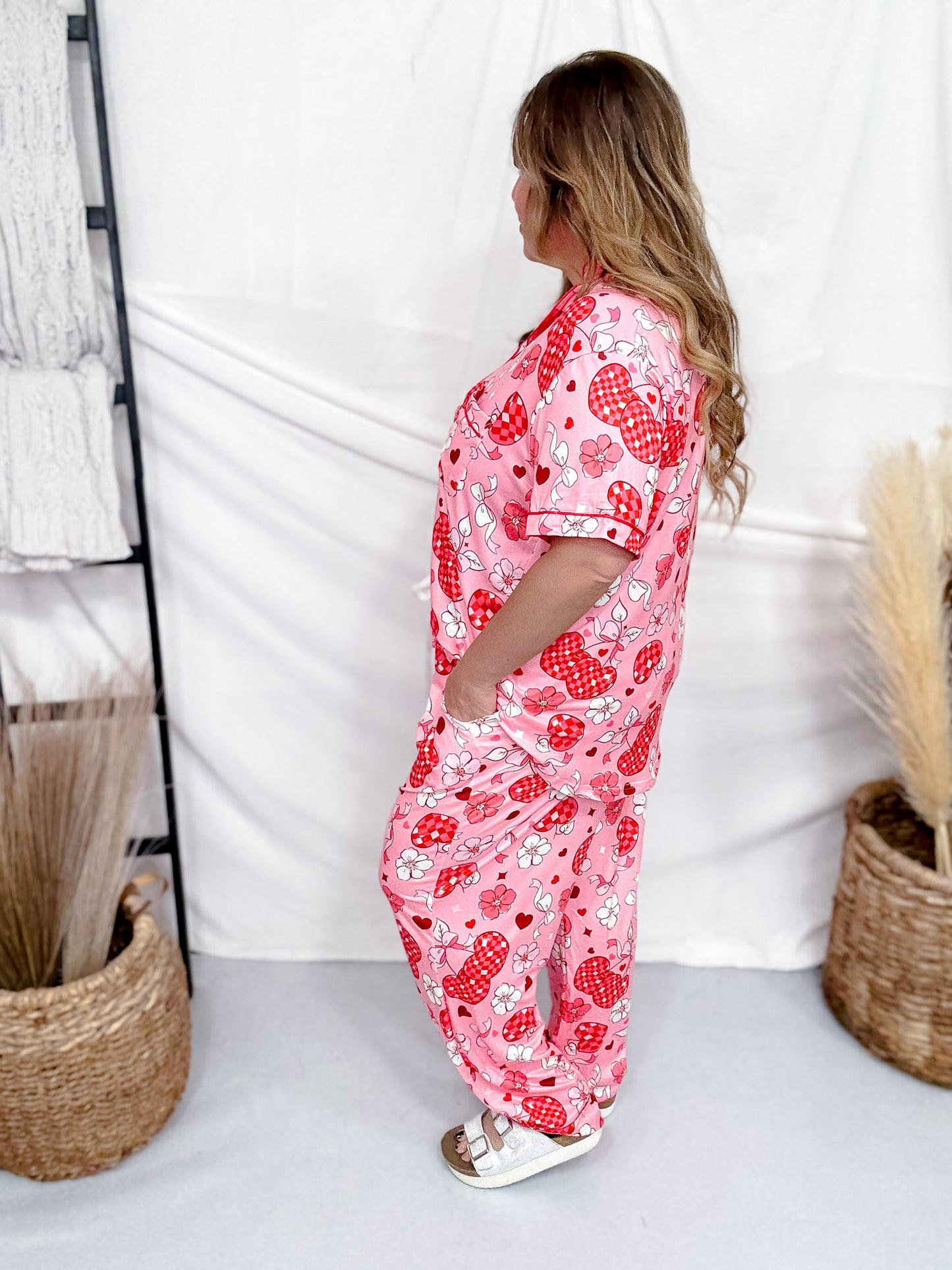 Checkered Cherries, Bows, & Flower Loungewear Set